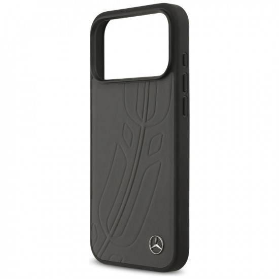 Case Mercedes Leather Large Laurel Leave MagSafe for iPhone 17 Pro Max anthracite