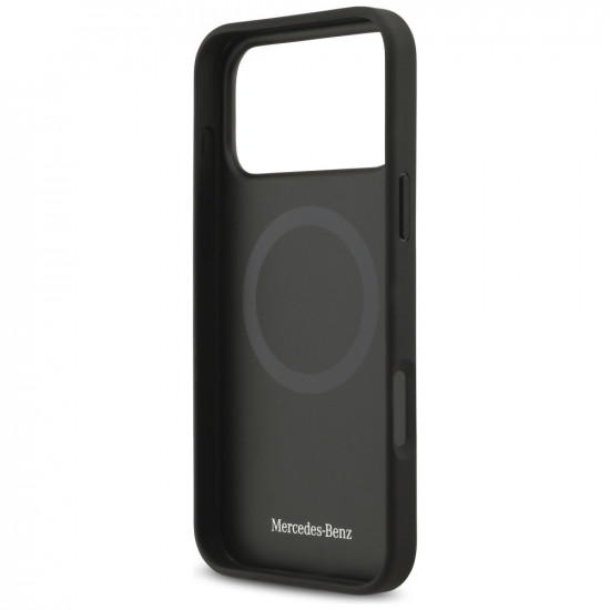 Case Mercedes Leather Large Laurel Leave MagSafe for iPhone 17 Pro Max anthracite