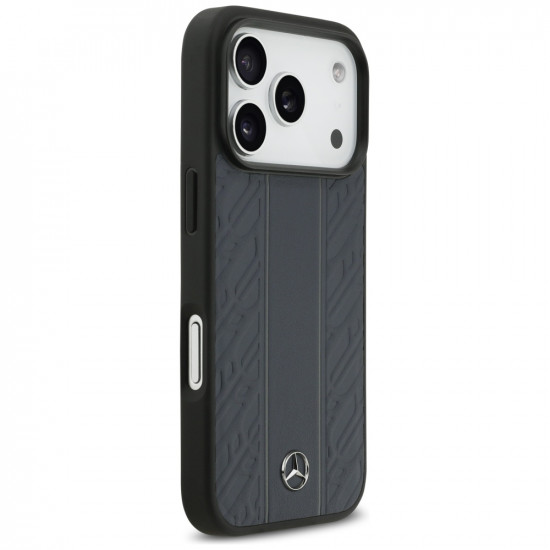 Case Mercedes Leather Laurel Leaves Stripes MagSafe for iPhone 17 Pro blue