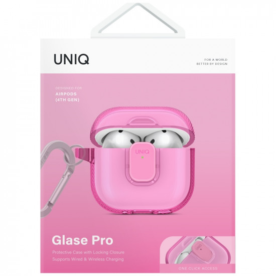 Case UNIQ Glase Pro for AirPods 4 Lock Case pink