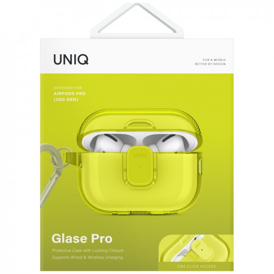 Case UNIQ Glase Pro for AirPods Pro 2 Lock Case yellow