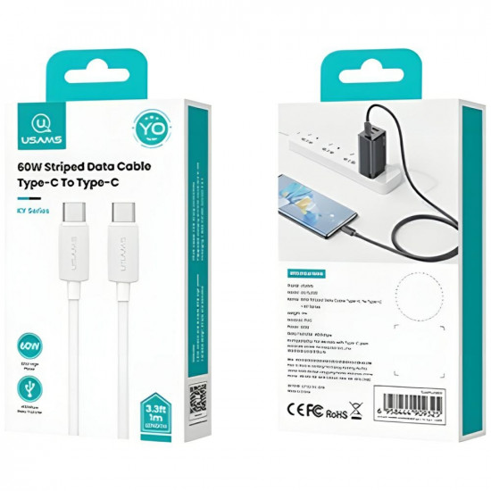 Cable USAMS KY Series US-SJ696 60W USB-C to USB-C 2m white