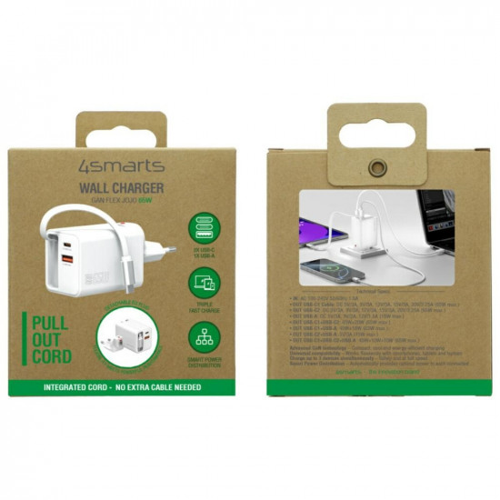 Wall Charger 4smarts Flex Jojo 65W GaN 2xUSB-C + USB-A white