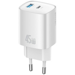 Wall charger USAMS CC290 T66 45W GaN 1xUSB-A 1xUSB-C silver