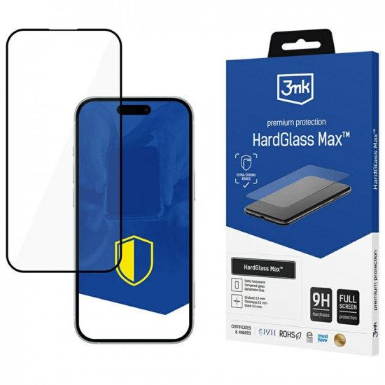 3MK HardGlass Max Tempered Glass for Apple iPhone 16 Pro/17 Black