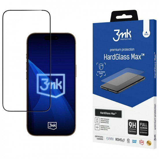 3MK HardGlass Max Tempered Glass for Apple iPhone 17 Pro Max Black