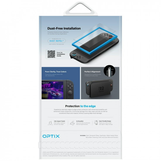 UNIQ Optix Clear tempered glass for Nintendo Switch 2
