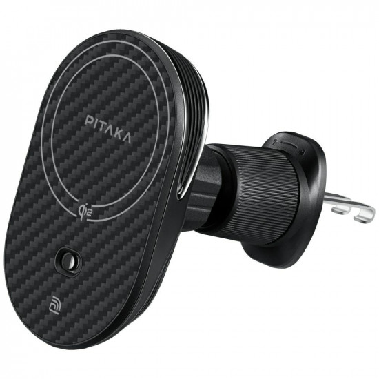 Car mount with wireless charger PITAKA MagEZ Pro 2 Qi2 15W NFC MagSafe black gray