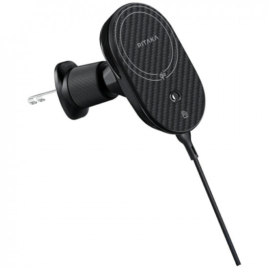 Car mount with wireless charger PITAKA MagEZ Pro 2 Qi2 15W NFC MagSafe black gray