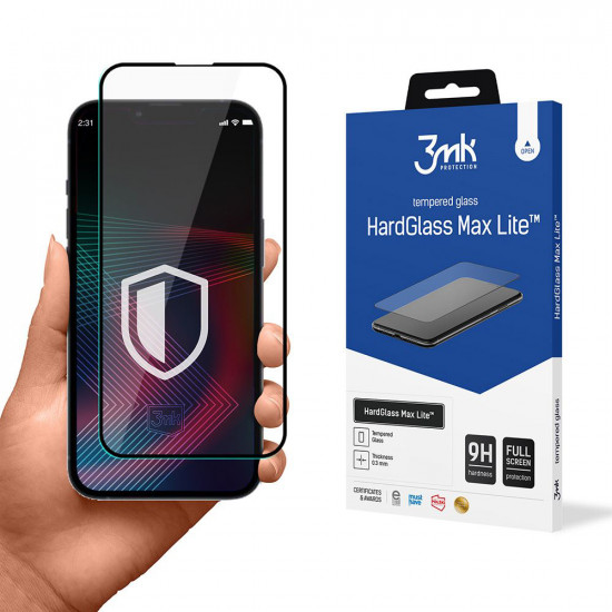 3mk HardGlass Max Lite Tempered Screen Protector iPhone 13 / iPhone 13 Pro / iPhone 14 Black