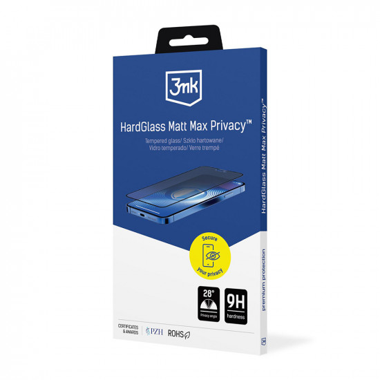 3mk HardGlass Matt Max Tempered Screen Protector iPhone 17 Pro Privacy