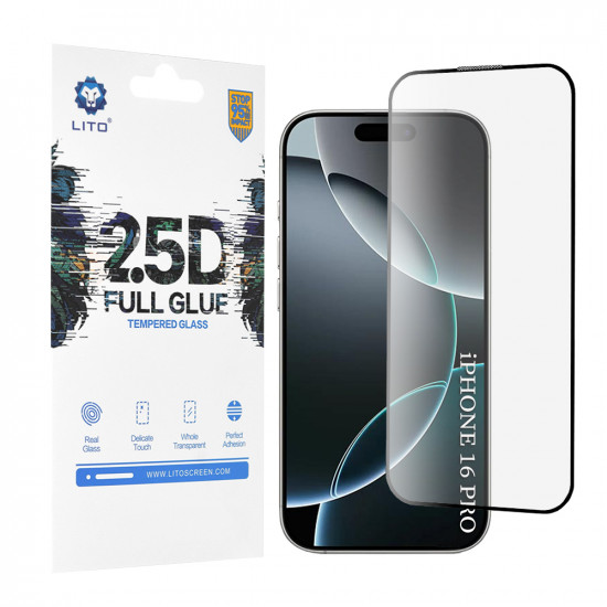 Lito 2.5D FullGlue Glass iPhone 16 Pro / iPhone 17 Black
