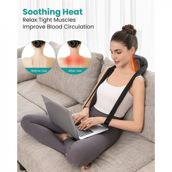 Nekteck Neck Massager (A01 NM11 GYUS) Wireless, 3 Modes, 2 Intensities, Advanced Soothing Heat Therapy, 2600mAh Black