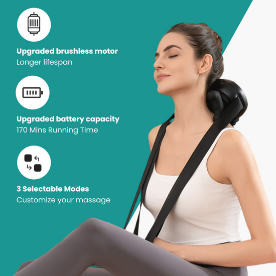 Nekteck Neck Massager (A01 NM11 GYUS) Wireless, 3 Modes, 2 Intensities, Advanced Soothing Heat Therapy, 2600mAh Black