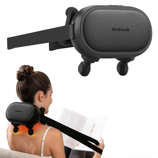 Nekteck Neck Massager (A01 NM11 GYUS) Wireless, 3 Modes, 2 Intensities, Advanced Soothing Heat Therapy, 2600mAh Black