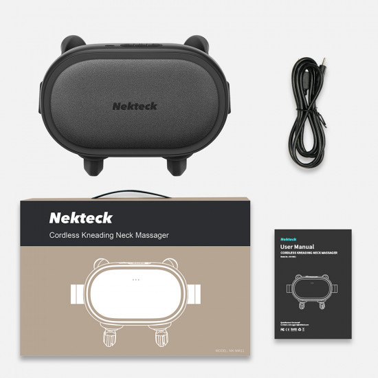 Nekteck Neck Massager (A01 NM11 GYUS) Wireless, 3 Modes, 2 Intensities, Advanced Soothing Heat Therapy, 2600mAh Black