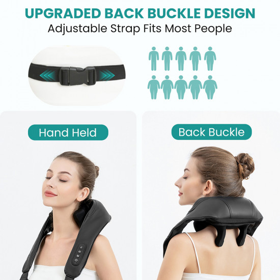 Nekteck Neck Massager (A01 NM09 BKUS) Wireless, 6Rolling Balls, 2xMode, 2xIntensity Levels, Soothing Heat Therapy Black