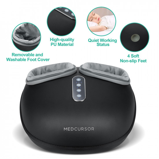 Nekteck Foot Massager (A02 FM04 BKEU) 3 Modes, Heat Function, 2 Air Compression Levels, Timer, Detachable Sleeves Black