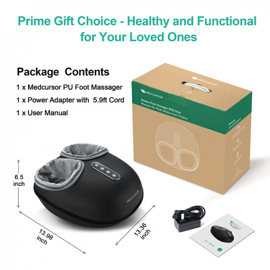 Nekteck Foot Massager (A02 FM04 BKEU) 3 Modes, Heat Function, 2 Air Compression Levels, Timer, Detachable Sleeves Black