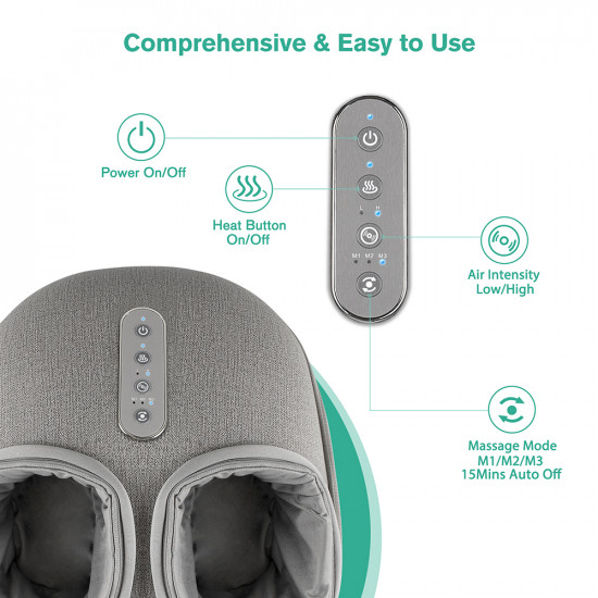 Nekteck Foot Massager (A02 FM04 BGEU) 2 Intensity Levels, Deep Kneading, Heat Function, Timer, Zipped Cover Black