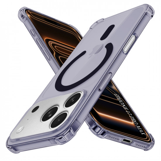 Techsuit Shockproof Clear Silicone MagSafe iPhone 17 Pro Max Smoke Black