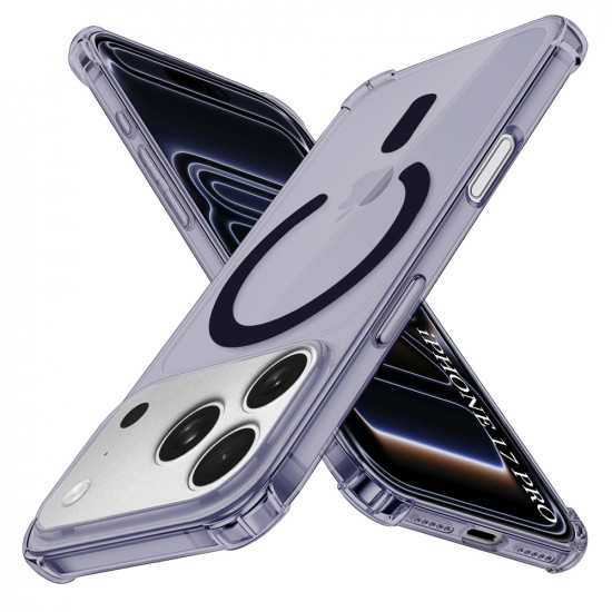 Techsuit Shockproof Clear Silicone MagSafe iPhone 17 Pro Smoke Black