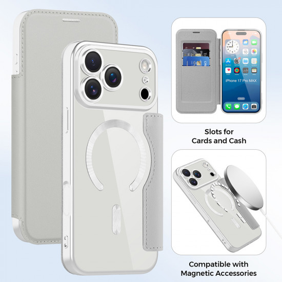 Techsuit SmartMag Book Case iPhone 17 Pro Gray