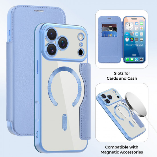 Techsuit SmartMag Book Case iPhone 17 Pro Light Blue