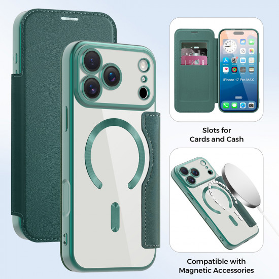 Techsuit SmartMag Book Case iPhone 17 Pro Green