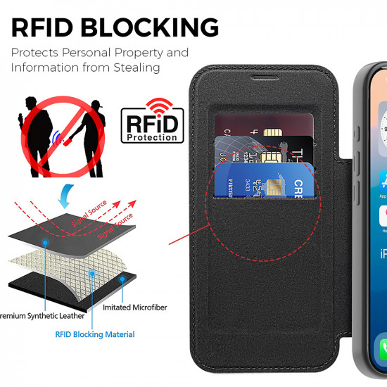 Techsuit SmartMag Book Case iPhone 17 Pro Black