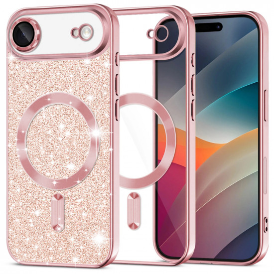 Techsuit Luxury Glitter MagSafe iPhone 17 Air Rose Gold
