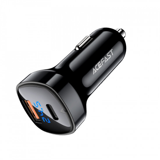 Acefast B4 digital display 66W(USB-C+USB-A) dual port car charger black Acefast B4 digital display 66W(USB-C+USB-A) dual port car charger black