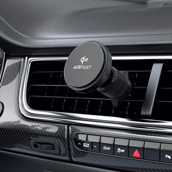 Acefast Car Holder with Wireless Charging (D33) for iPhone, Magnetic Grip, for Air Vent, Qi2, LED Light, 15W Black