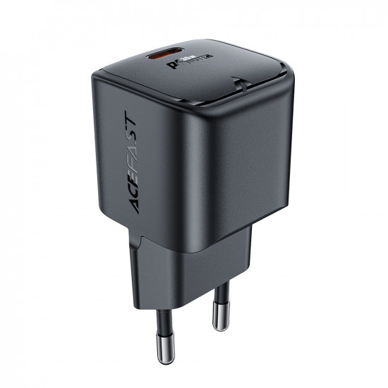 Acefast Wall Charger (A77) Type C, Mini GaN Charger, 30W, Power Delivery Black