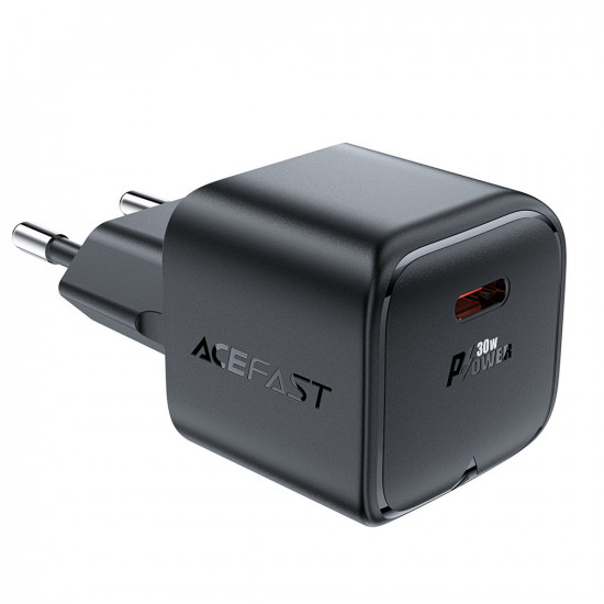 Acefast Wall Charger (A77) Type C, Mini GaN Charger, 30W, Power Delivery Black