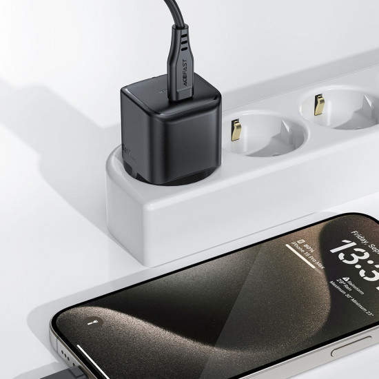Acefast Wall Charger (A77) Type C, Mini GaN Charger, 30W, Power Delivery Black