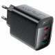 Acefast Wall Charger (A108) GaN, Fast Charging, 2x Type C, USB, 67W, 3A, Smart Chip Black