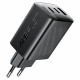 Acefast Wall Charger (A108) GaN, Fast Charging, 2x Type C, USB, 67W, 3A, Smart Chip Black