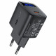 Acefast Wall Charger (A113) with Digital Display, Fast Charging, GaN, Type C, PD20W Black
