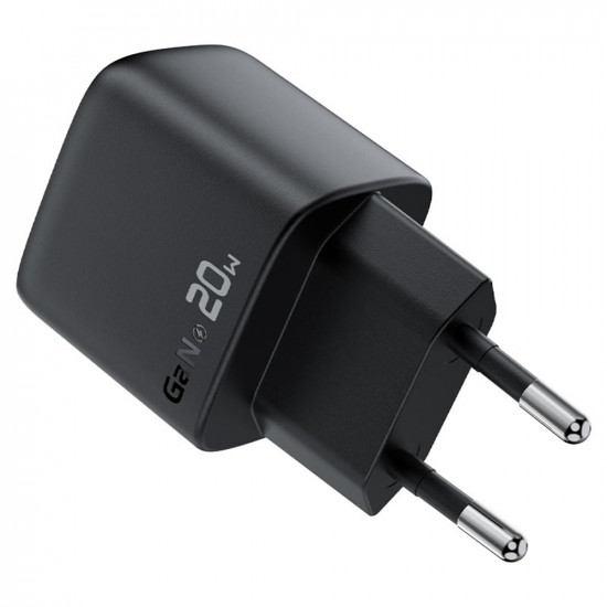 Acefast Wall Charger (A113) with Digital Display, Fast Charging, GaN, Type C, PD20W Black