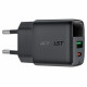 Acefast Wall Charger (A114) with Digital Display, Fast Charging, GaN, USB, Type C, PD25W, 5V/3A Black