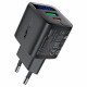 Acefast Wall Charger (A114) with Digital Display, Fast Charging, GaN, USB, Type C, PD25W, 5V/3A Black
