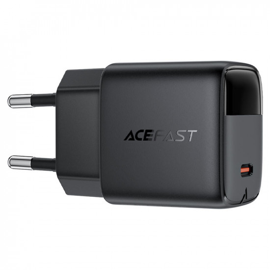 Acefast Wall Charger (A115) with Digital Display, Fast Charging, GaN, Type C, PD30W Black