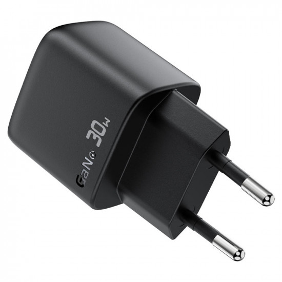 Acefast Wall Charger (A115) with Digital Display, Fast Charging, GaN, Type C, PD30W Black
