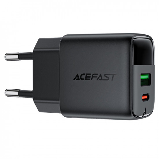 Acefast Wall Charger (A116) with Digital Display, Fast Charging, GaN, Type C, USB, PD35W Black