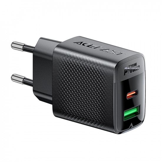 Acefast Wall Charger (A98) GaN, Fast Charging, USB, Type C, 30W, 5V/3A, Smart Chip Black
