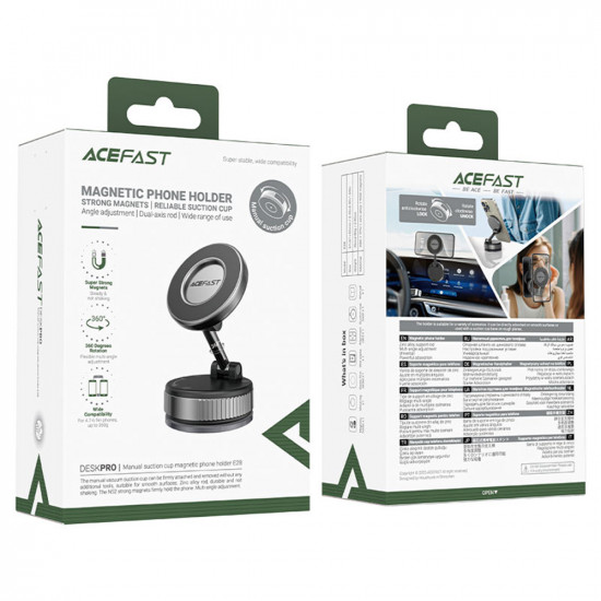 Acefast Car Holder with Wireless Charging (E28) for Dashboard, Strong Magnets, 110mAh Metal Gray