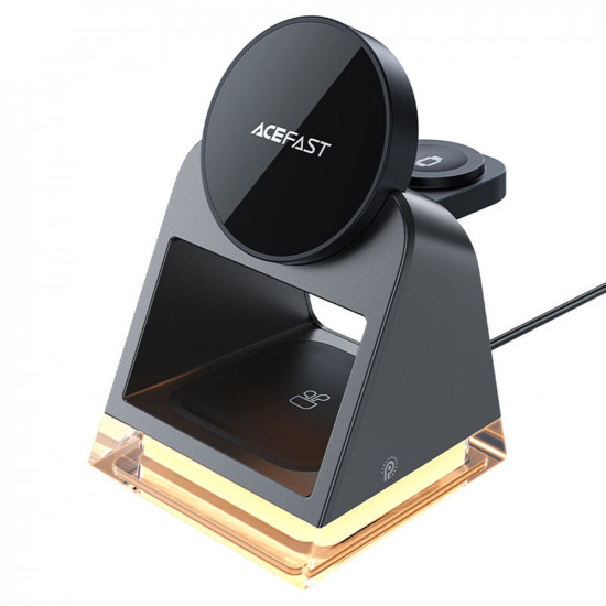 Acefast Charging Station 3in1 (E17) Magnetic Holder for Phone, Earbuds, Apple Watch, Ambient Light, 20.5W, 3A Black