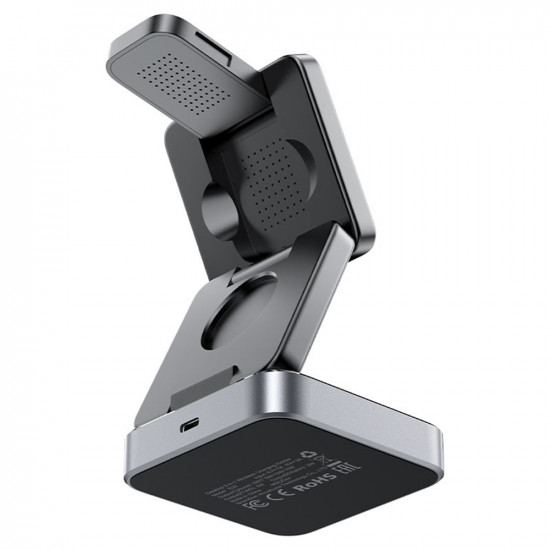 Acefast Charging Station 3in1 (E20) MagSafe for Phone, Earbuds, Apple Watch, 23W, 3A, Foldable Metal Gray
