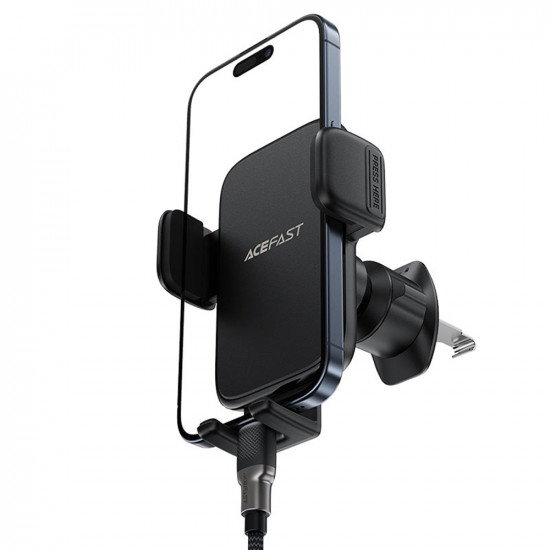 Acefast Car Holder (D27) for Air Vent, Free Rotation, Multi Angle Adjustment, Lock Clip, for 4.5 6.7" Phones Black